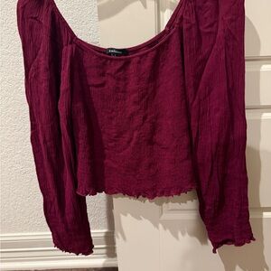 Long-Sleeve Ribbed Crop Top